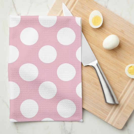 Roze pokadots, poolvlek, Stippen, gedopt Theedoek (Quarter Fold)