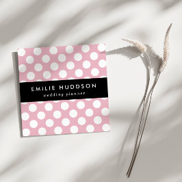 Roze pokadots, poolvlek, Stippen, gedopt Vierkante Visitekaartje