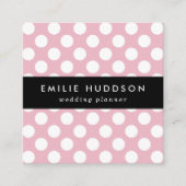 Roze pokadots, poolvlek, Stippen, gedopt Vierkante Visitekaartje (Voorkant)