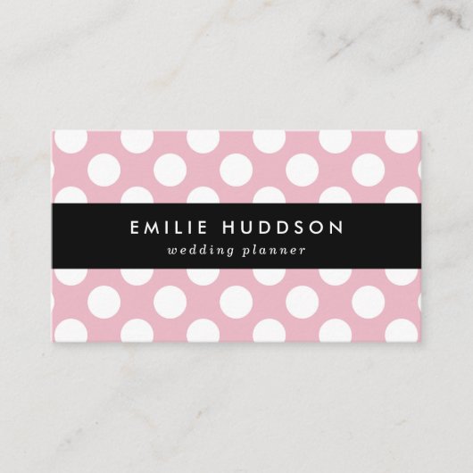 Roze pokadots, poolvlek, Stippen, gedopt Visitekaartje (Voorkant)