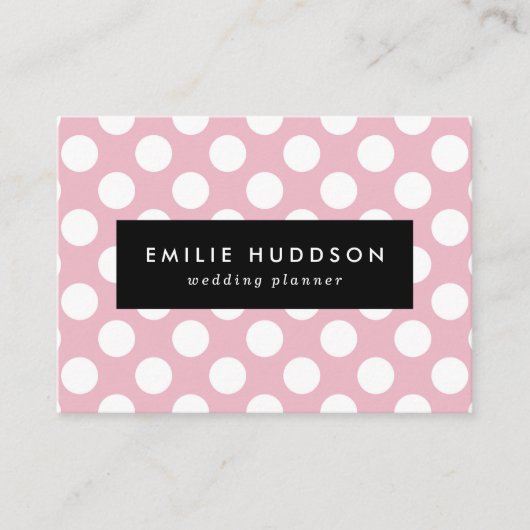 Roze pokadots, poolvlek, Stippen, gedopt Visitekaartje (Voorkant)