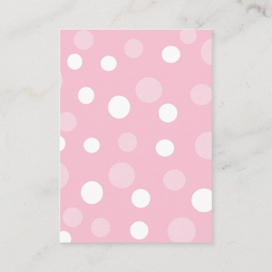 Roze pokadots, poolvlek, Stippen, gedopt Visitekaartje (Achterkant)