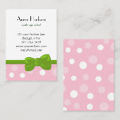 Roze pokadots, poolvlek, Stippen, gedopt Visitekaartje (Voorkant / Achterkant)