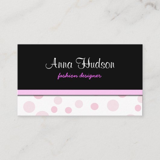 Roze pokadots, poolvlek, Stippen, gedopt Visitekaartje (Voorkant)