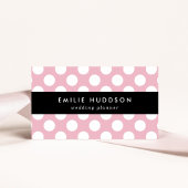 Roze pokadots, poolvlek, Stippen, gedopt Visitekaartje