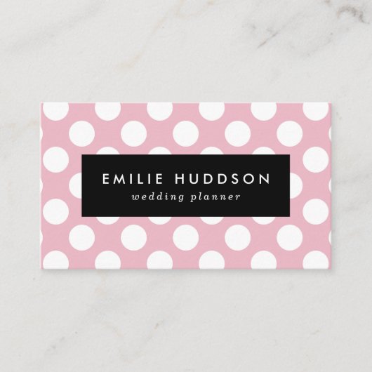 Roze pokadots, poolvlek, Stippen, gedopt Visitekaartje (Voorkant)