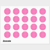 Roze pokadots ronde sticker (Vel)