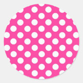 Roze pokadots ronde sticker (Voorkant)