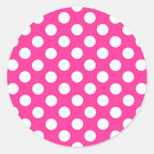 Roze pokadots ronde sticker
