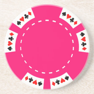Roze poker en gamingchip zandsteen onderzetter