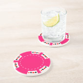 Roze poker en gamingchip zandsteen onderzetter (Zijkant)