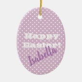   roze pokstip gelukkig Pasen Keramisch Ornament (Voorkant)