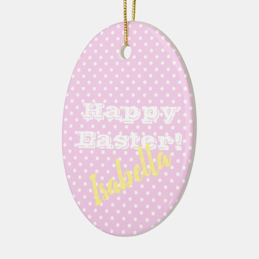   roze pokstip gelukkig Pasen Keramisch Ornament (Links)