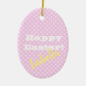   roze pokstip gelukkig Pasen Keramisch Ornament (Voorkant)