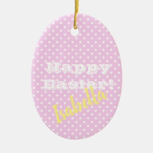   roze pokstip gelukkig Pasen Keramisch Ornament (Voorkant)