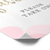 Roze poladot Baby shower Favors Sign Poster (Hoek)