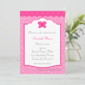 Roze poladot en Butterfly Baby shower Kaart (Staand voorkant)