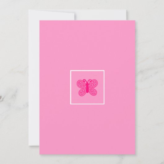 Roze poladot en Butterfly Baby shower Kaart (Achterkant)