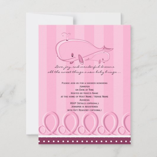 Roze polaire Baby shower Kaart (Voorkant)