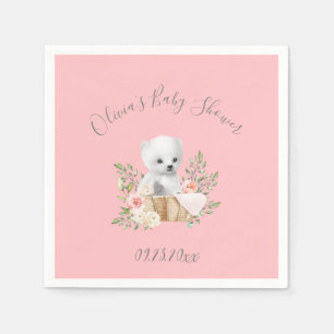 Roze polaire Beer Baby Girl Shower Napkins Servet