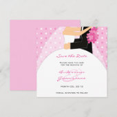 Roze polaire dot bride en Groom sparen de Kaarten  (Voorkant / Achterkant)