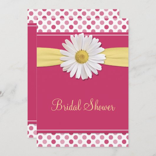 Roze polaire Dot Daisy Bridal Shower Kaart (Voorkant / Achterkant)