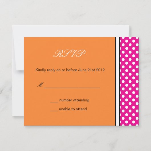Roze polaire dot en tangerine Wedding RSVP (Voorkant)