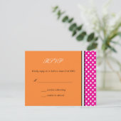 Roze polaire dot en tangerine Wedding RSVP (Staand voorkant)