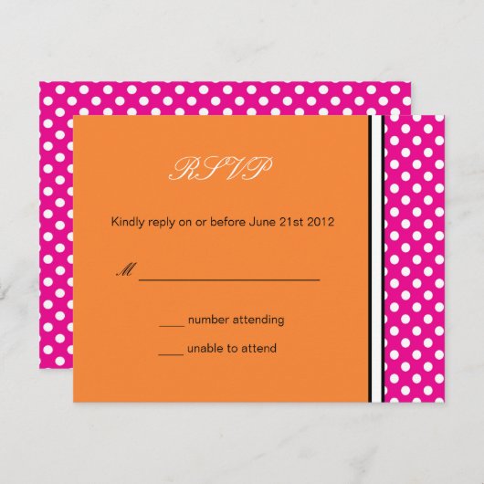 Roze polaire dot en tangerine Wedding RSVP (Voorkant / Achterkant)