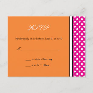 Roze polaire dot en tangerine Wedding RSVP Kaartje