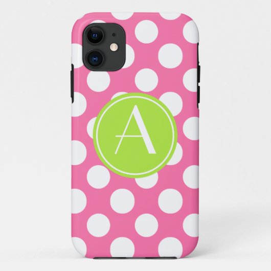 Roze polaire dot Limoen Cirkel Monogram Case-Mate iPhone Case (Achterkant)