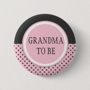 Roze polaire dot - "Oma om te zijn" pop Ronde Button 5,7 Cm