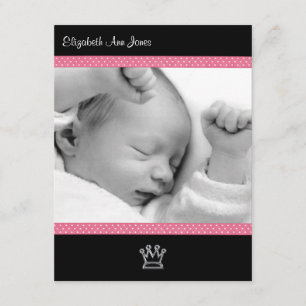 Roze polaire dot op zwarte baby Girl aankondiginge Aankondiging