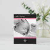 Roze polaire dot op zwarte baby Girl aankondiginge Aankondiging (Staand voorkant)