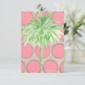 Roze polaire dot palm boomplatte kaart/ uitnodigin kaart (Staand voorkant)