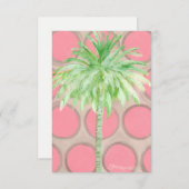 Roze polaire dot palm boomplatte kaart/ uitnodigin kaart (Voorkant / Achterkant)