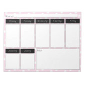 Roze polaire dot Pattern weekly Calendar Notepad Notitieblok (Voorkant)