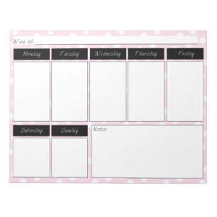 Roze polaire dot Pattern weekly Calendar Notepad Notitieblok