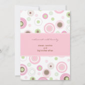 roze polaire dot & Stripes Baby Aankondiging (Achterkant)