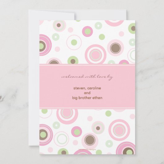 roze polaire dot & Stripes Baby Aankondiging (Achterkant)