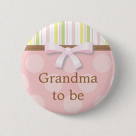 Roze polaire dot stripes - "Grandma to be" pinnen Ronde Button 5,7 Cm (Voorkant)