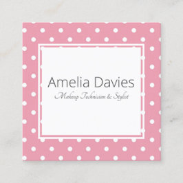  roze polaire dot vierkante visitekaartje
