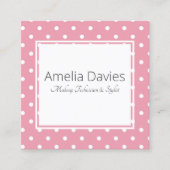  roze polaire dot vierkante visitekaartje (Voorkant)