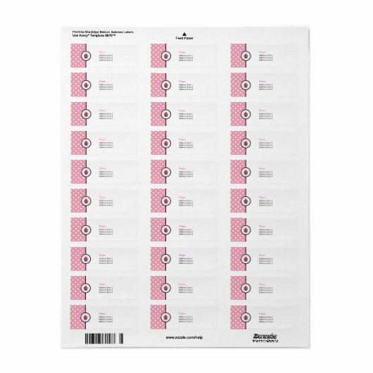 Roze polaire dots Cupcakes Stapelbakkerij Adres Et Etiket (Full Sheet)