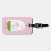 roze polaire stip Flamingo Custom School Bagagelabel (Voorkant horizontaal)