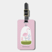 roze polaire stip Flamingo Custom School Bagagelabel (Voorkant verticaal)