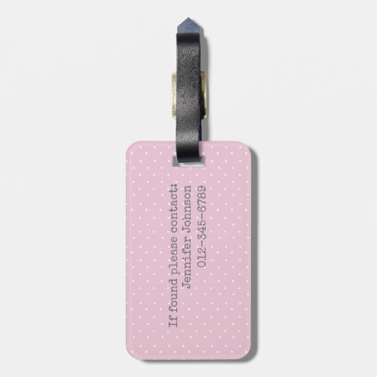 roze polaire stip Flamingo Custom School Bagagelabel (Achterkant verticaal)