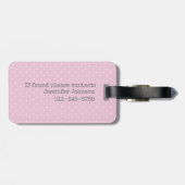 roze polaire stip Flamingo Custom School Bagagelabel (Achterkant horizontaal)