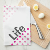 Roze polakdoek keukenhanddoek (Quarter Fold)