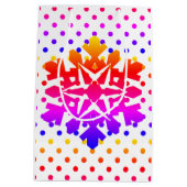 Roze polakstippen, oranje, paarse, blauwe sneeuwvl medium cadeauzakje (Achterkant)